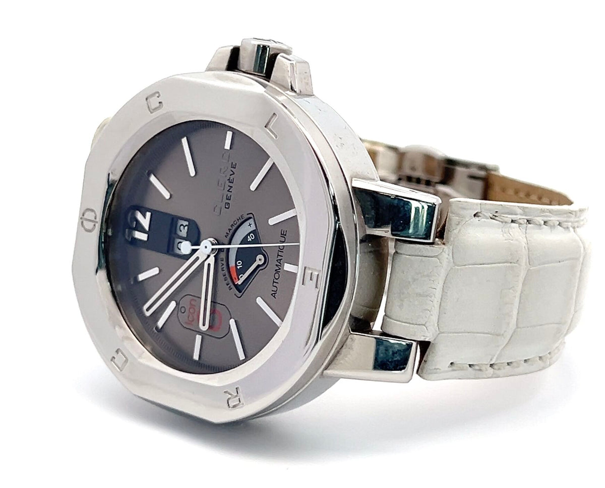 Clerc Icon 8 Power Reserve Automatic Mens Steel Case With Leather Strap Authentic Luxury Timepiece