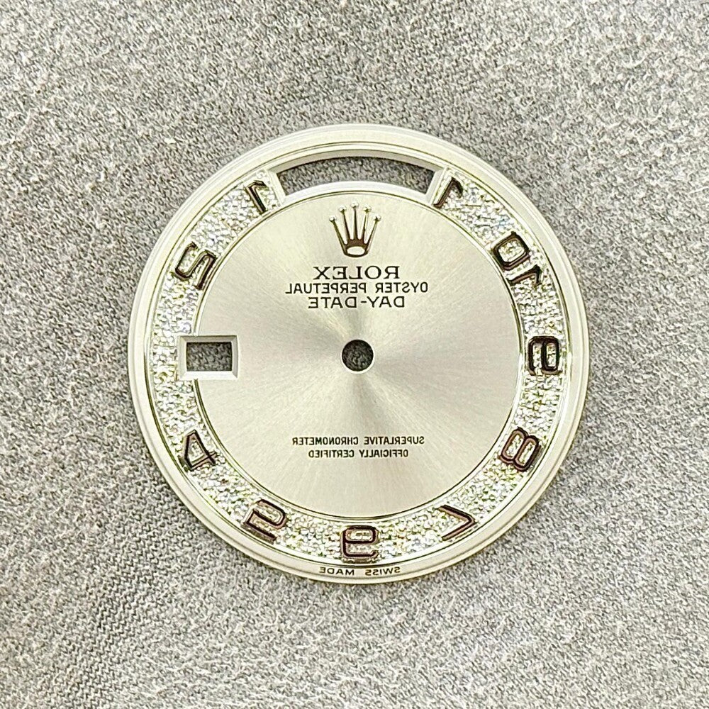 Rolex Day-Date Silver Pave Decorated Arabic Dial 36Mm White Gold