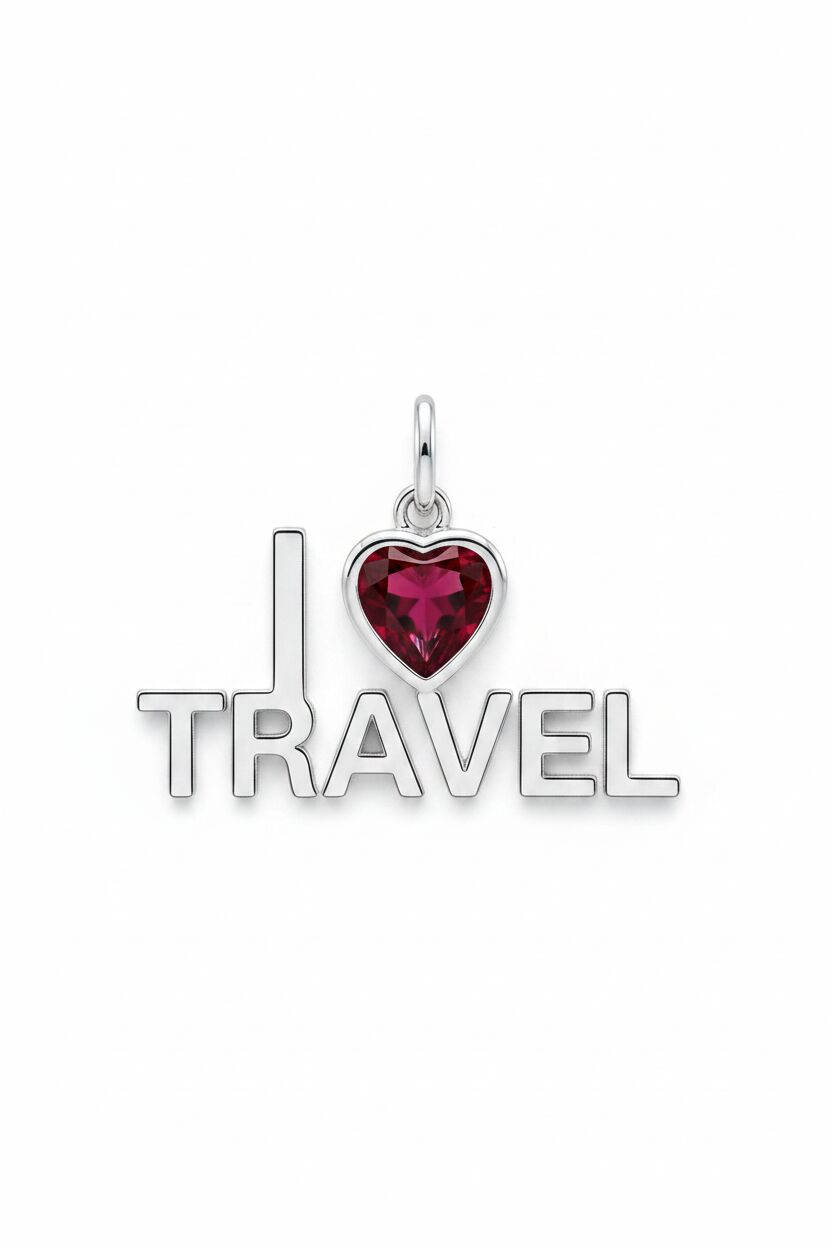 "I Love Travel" Stacked Pendant Necklace