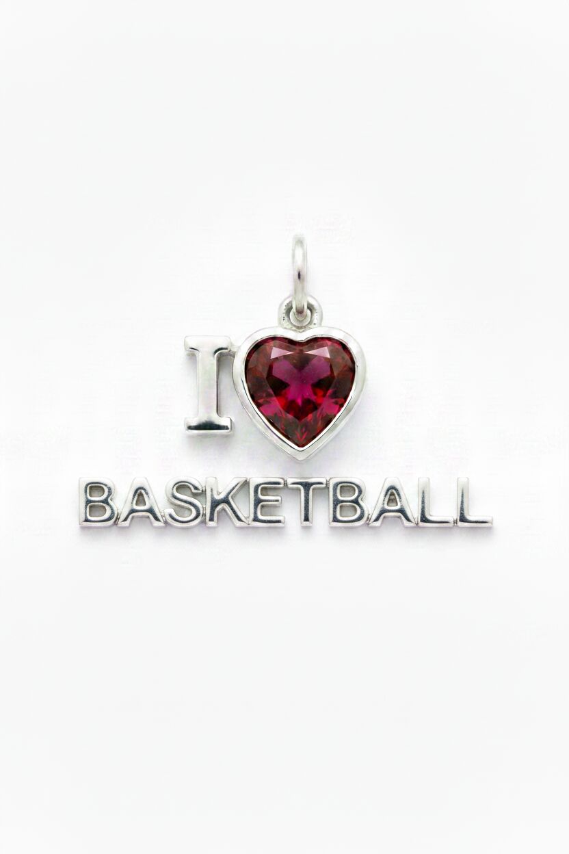 "I Love Basketball" Stacked Pendant Necklace