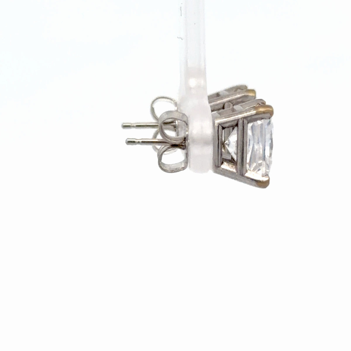 10K White Gold 6.00 CTW Square Brilliant Cut Stud Earrings Diamond Simulant
