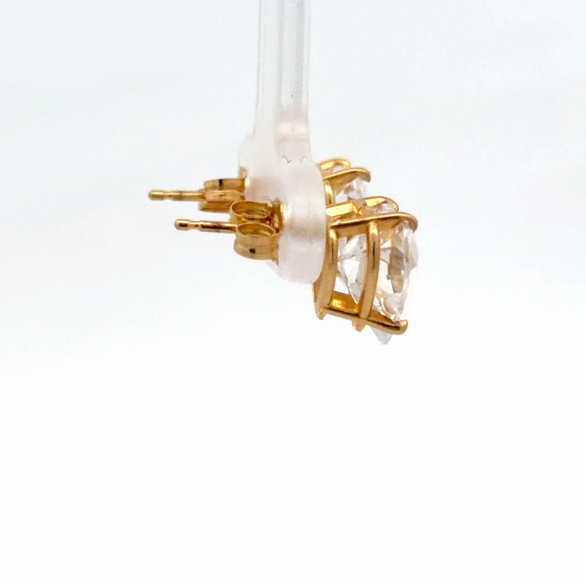 14K Yellow Gold 5.50ctw Heart Shaped Dainty Stud Earrings Diamond Simulant