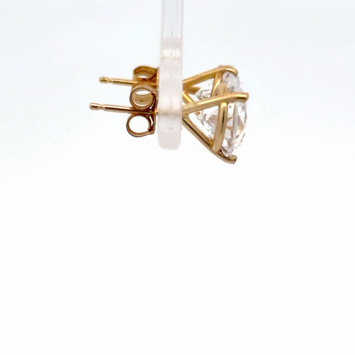 14K Yellow Gold 4ctw Round Brilliant Martini Stud Earrings Diamond Simulant