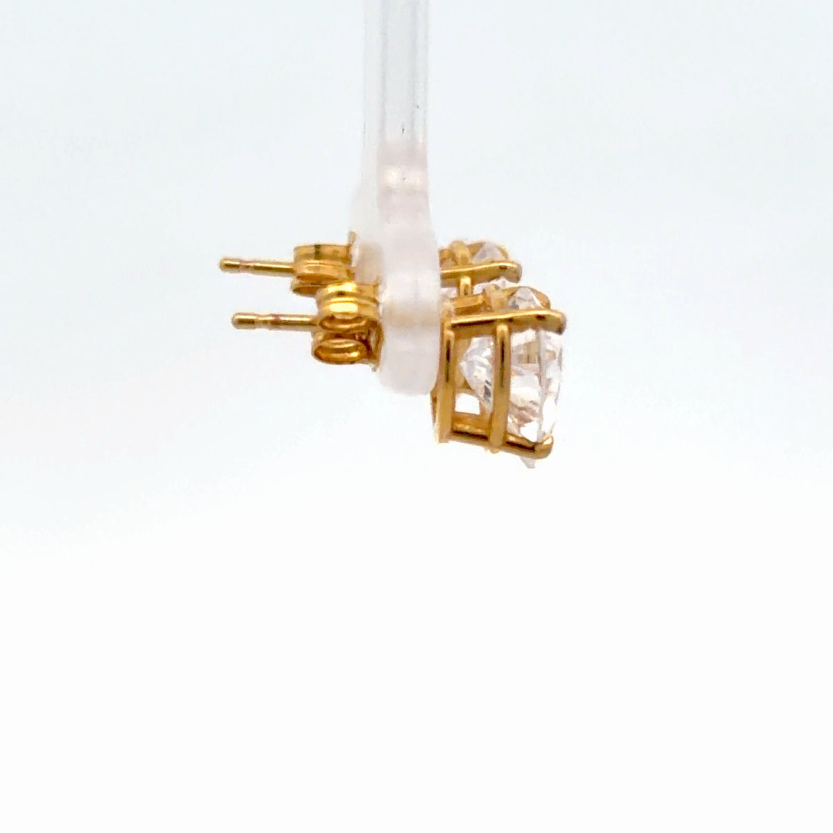 14K Yellow Gold 3.50ctw Heart Shaped Stud Earrings Dainty Diamond Simulant