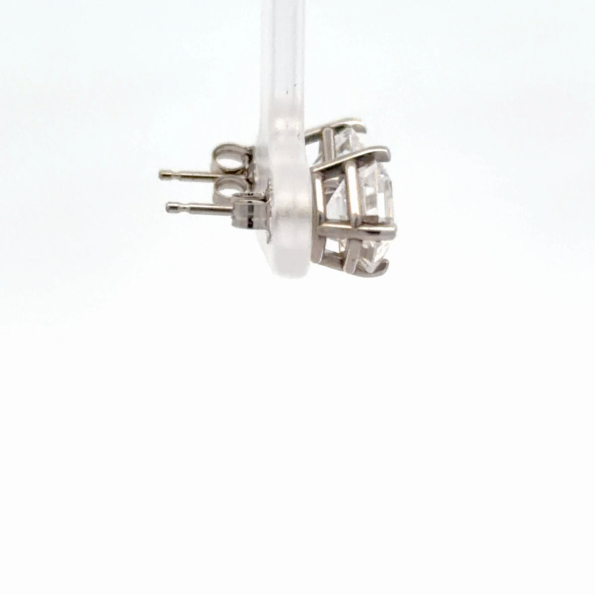 14K White Gold 3.00 CTW Asscher Cut Diamond Simulant Solitaire Stud Earrings