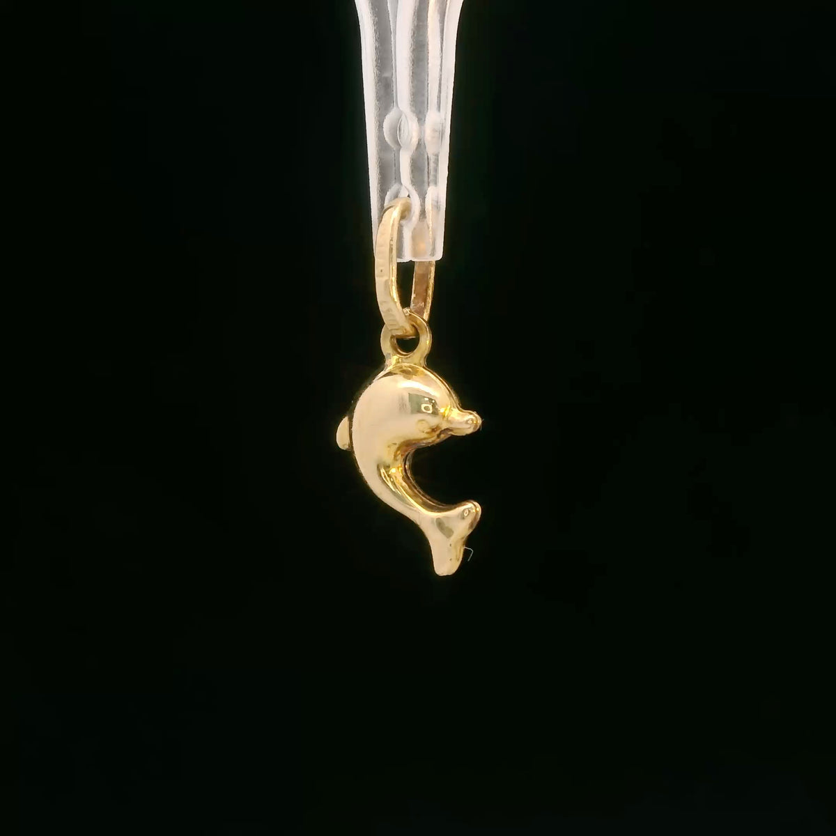 10K Yellow Gold Dolphin Charm / Pendant, Dainty Minimalist Charm