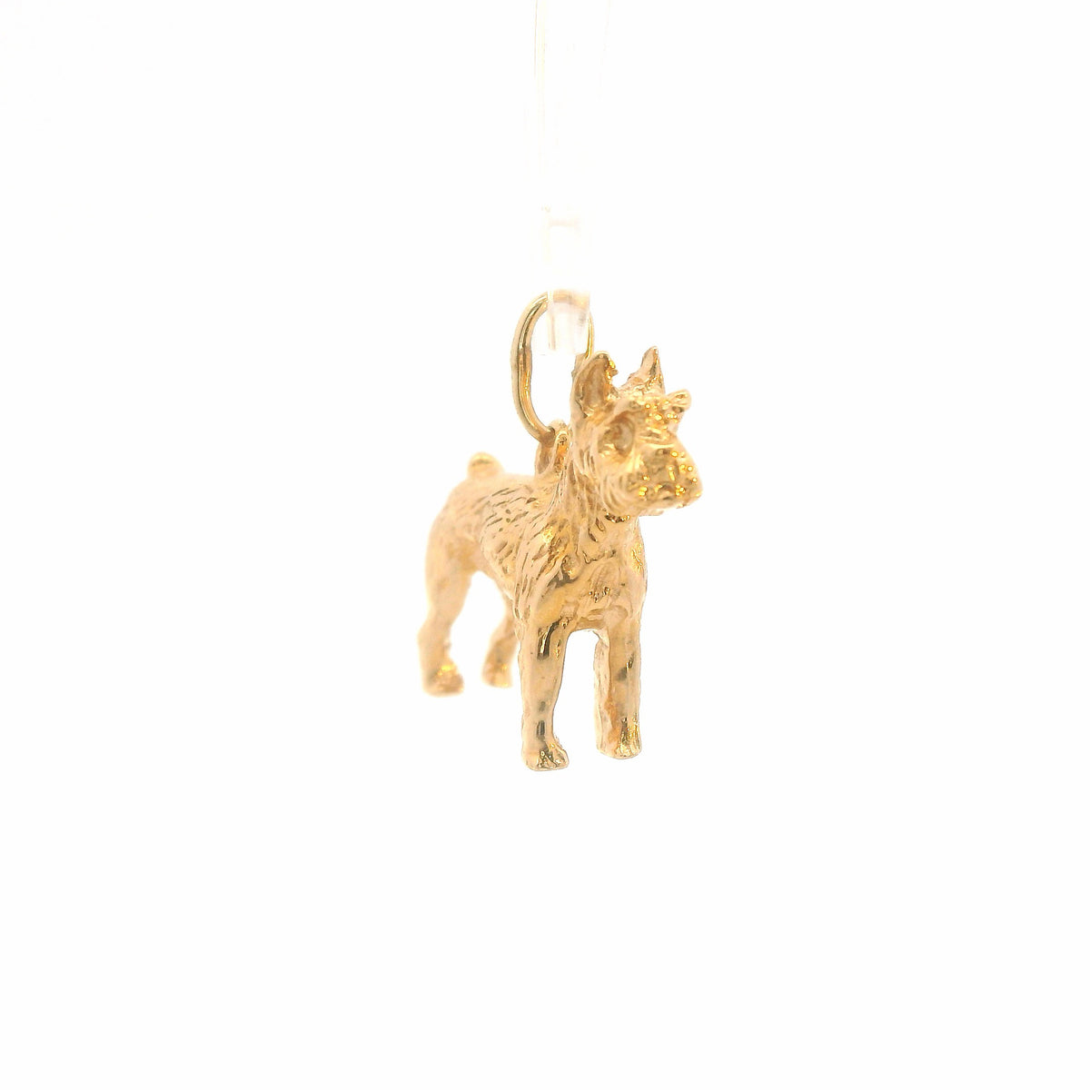 14K Yellow Gold Schnauzer Dog Charm / Pendant, Dainty Small with Jump Ring