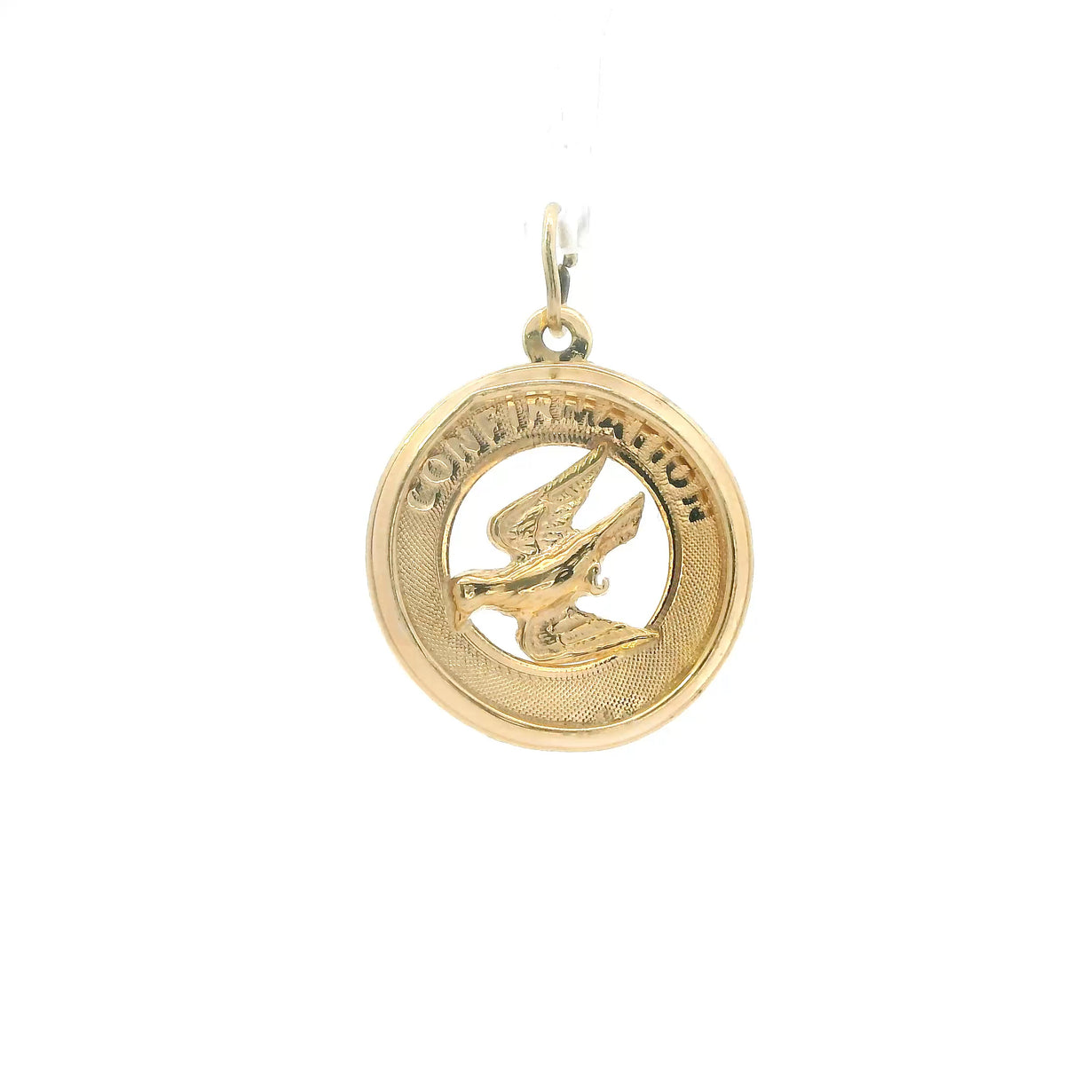 14K Yellow Gold Vintage Confirmation Charm Pendant, Classic Religious Design