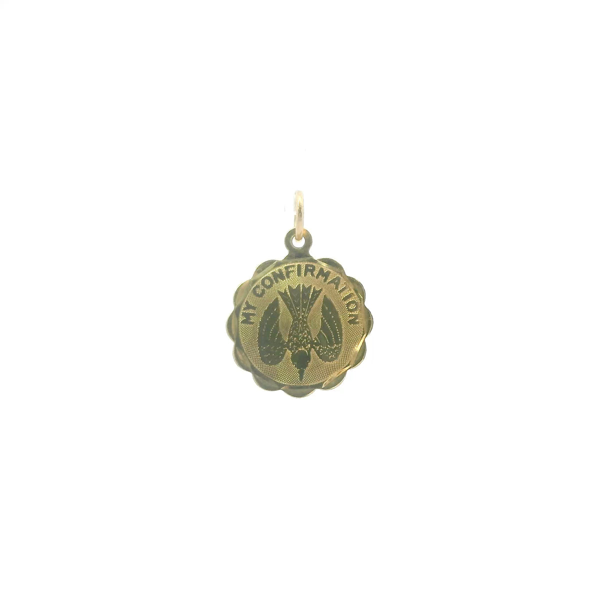 14K Yellow Gold Confirmation Charm Pendant Dainty Religious Mini Keepsake