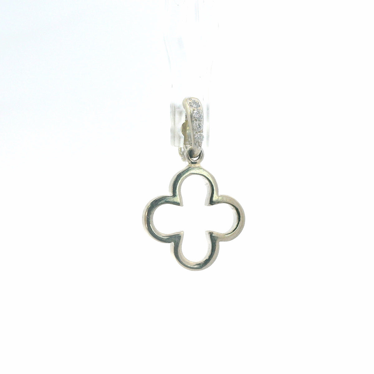 18K White Gold & Lab Grown Diamond Four-Leaf Clover Pendant 0.06 CTW Mini