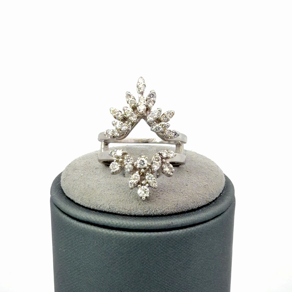 14K Diamond Enhancer Ring White Gold 0.60 CTW Size 5 US Fits 2.4mm Bands