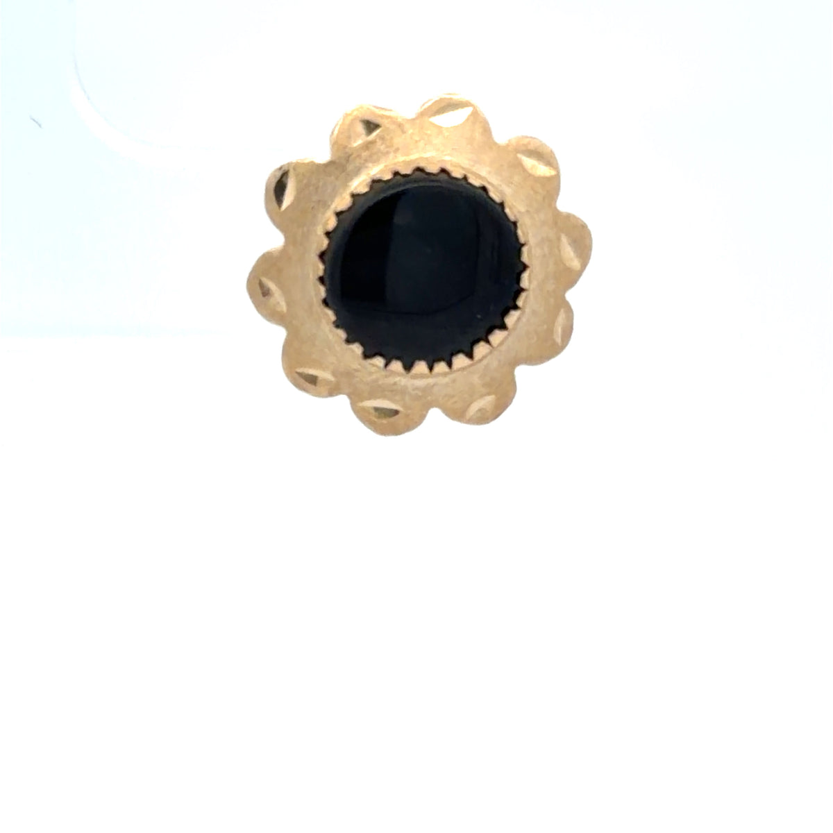 14K Yellow Gold Onyx Stud Earrings with Durable 10K Gold Backs, Classic