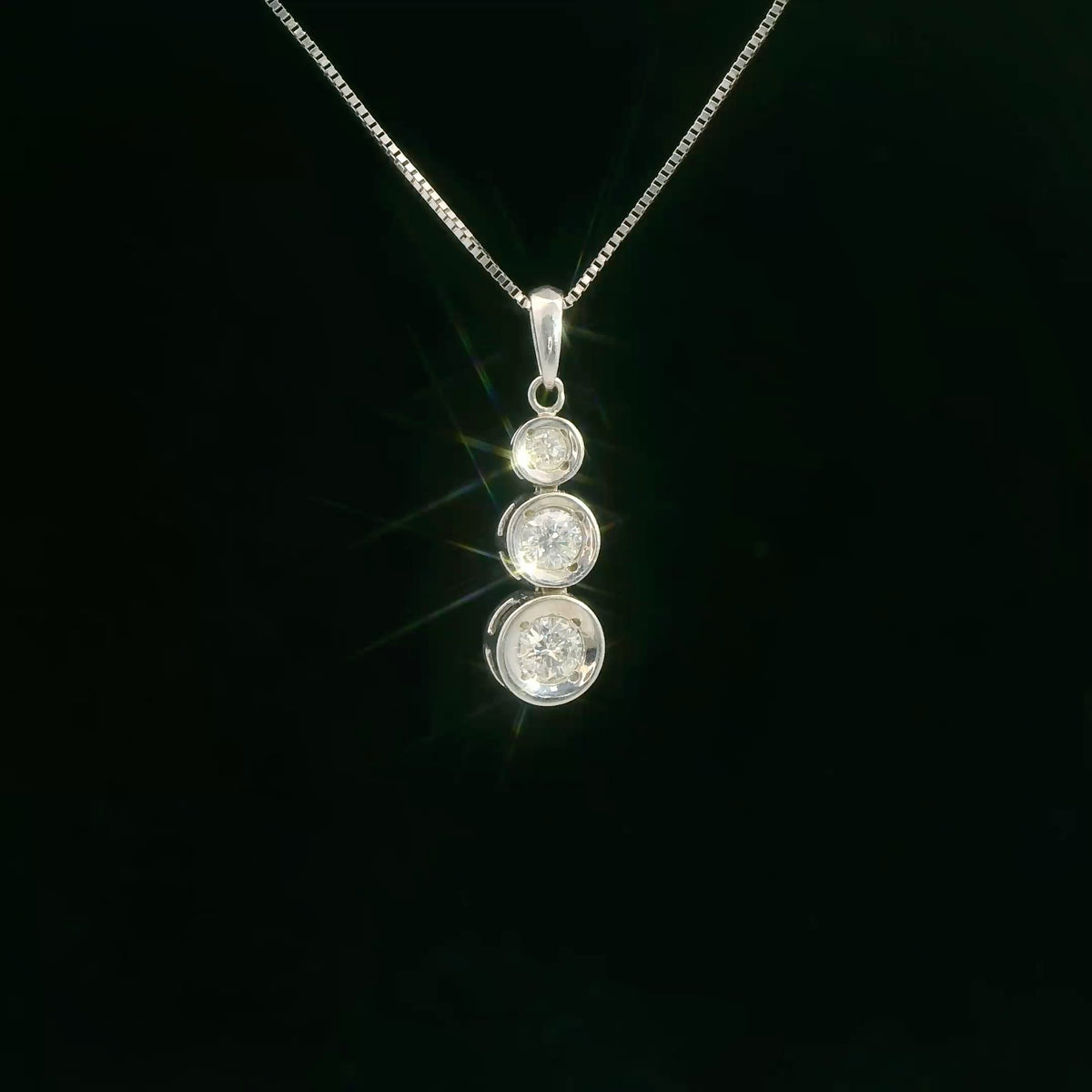 14K White Gold Diamond Drop Pendant Necklace, Dainty 0.30 CTW Fine Jewelry