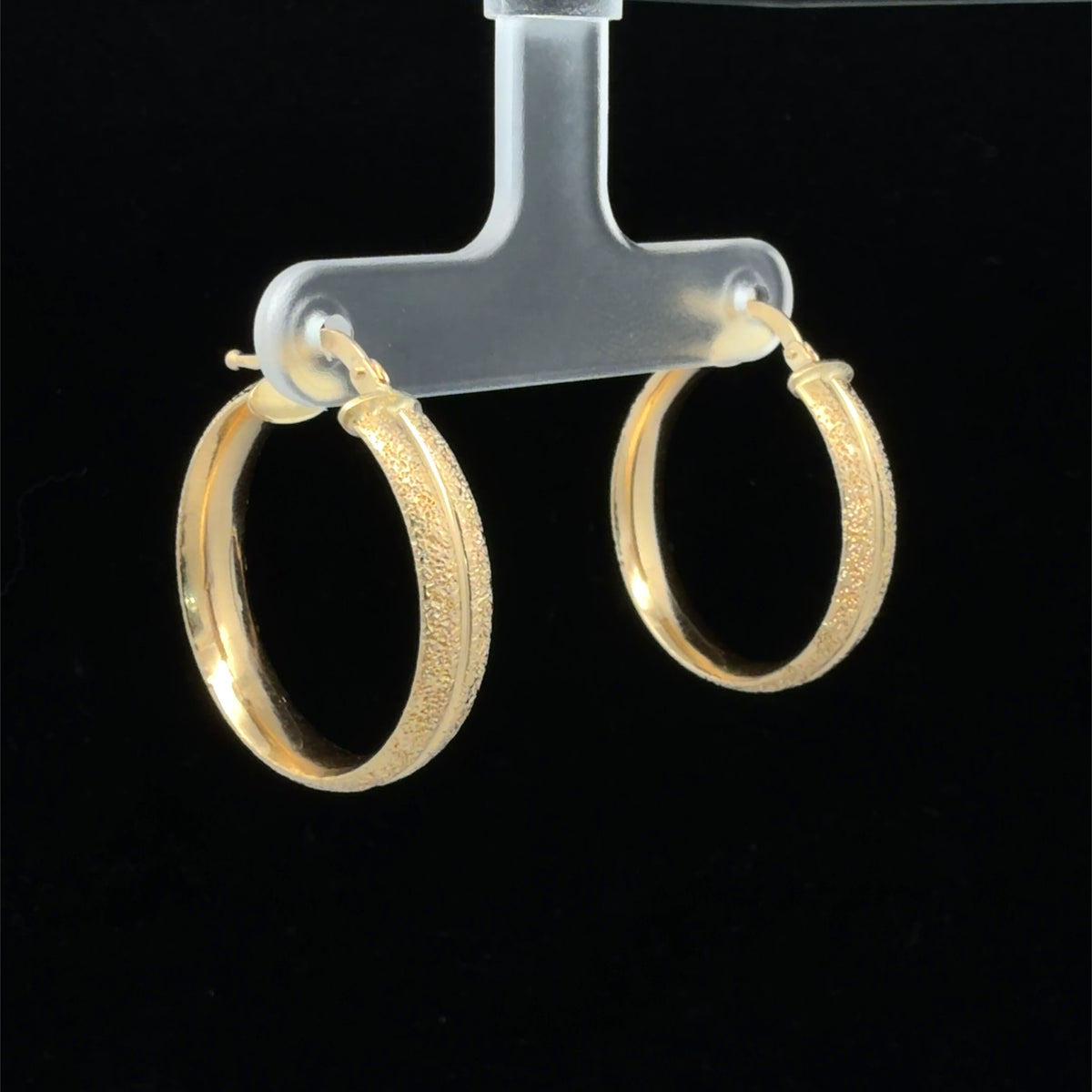18K Yellow Gold Textured Hoop Earrings, Classic Everyday Hoops, Minimalist