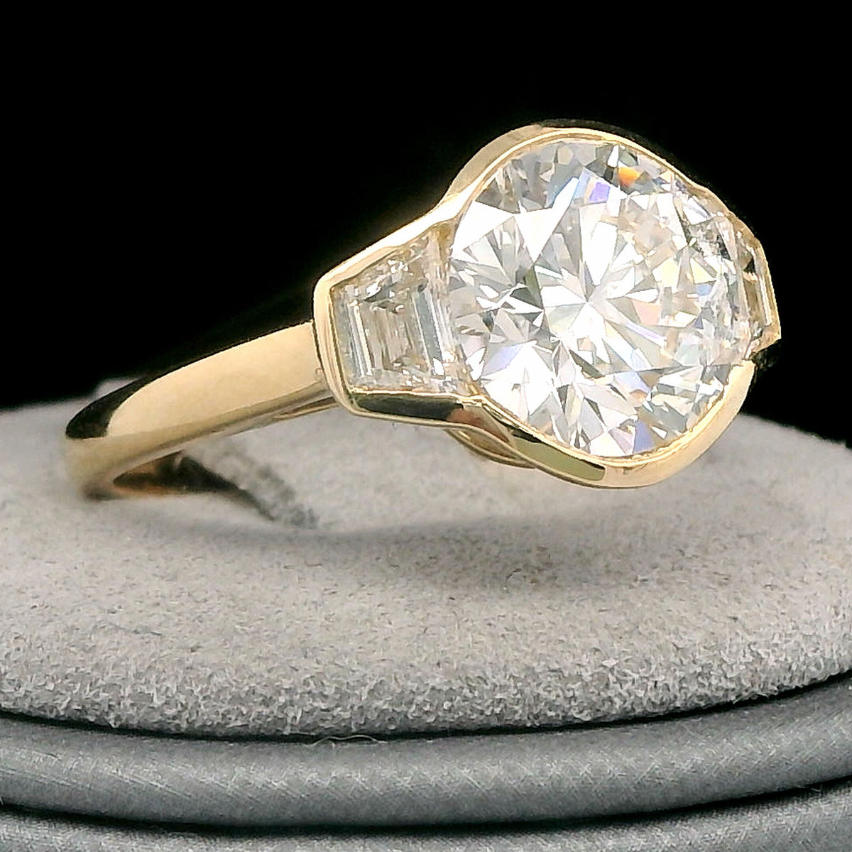 14K Yellow Gold Lab Grown Diamond Engagement Ring 2.52 CTW with Side Stones