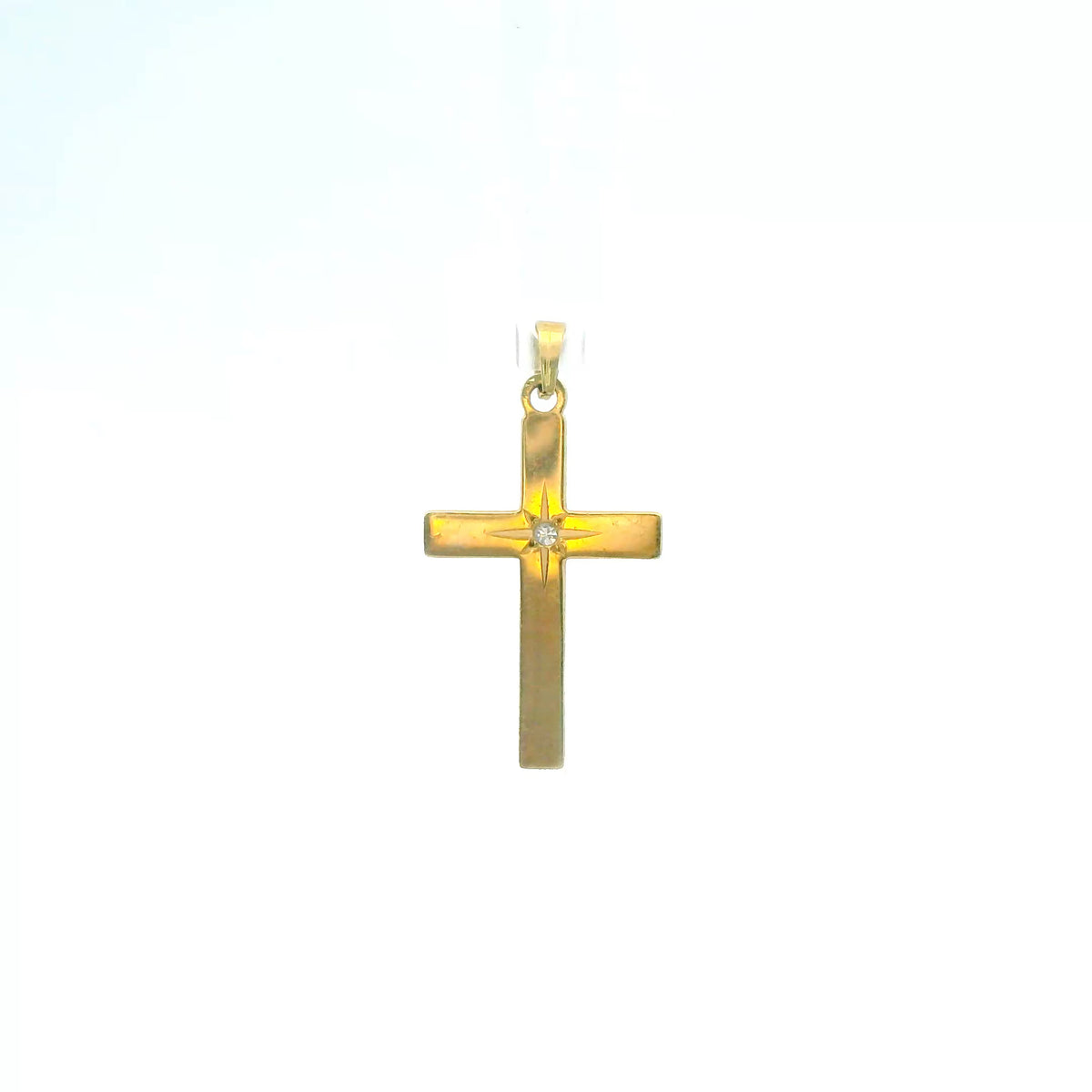 14K Yellow Gold & Diamond Cross Pendant / Charm, 0.01 CTW Diamond-Accented