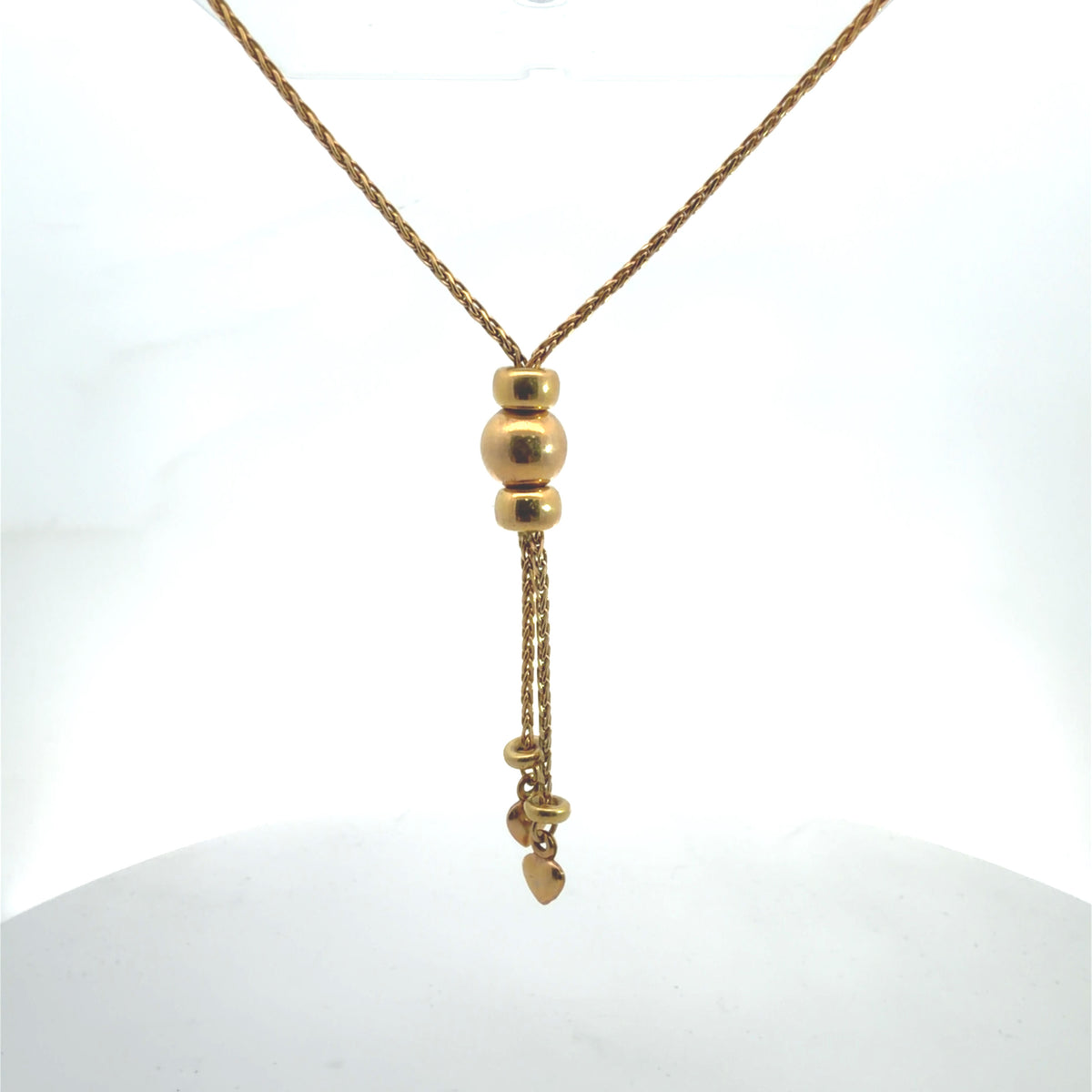 14K Yellow Gold Tassel Chain Necklace, Dainty Minimalist Layering Piece