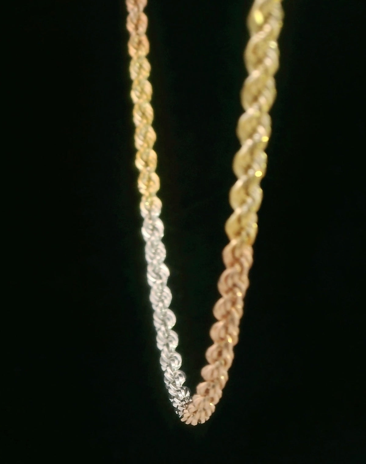 18K Tri-Color Gold Italian Rope Chain Bracelet, Polished & Timeless Classic
