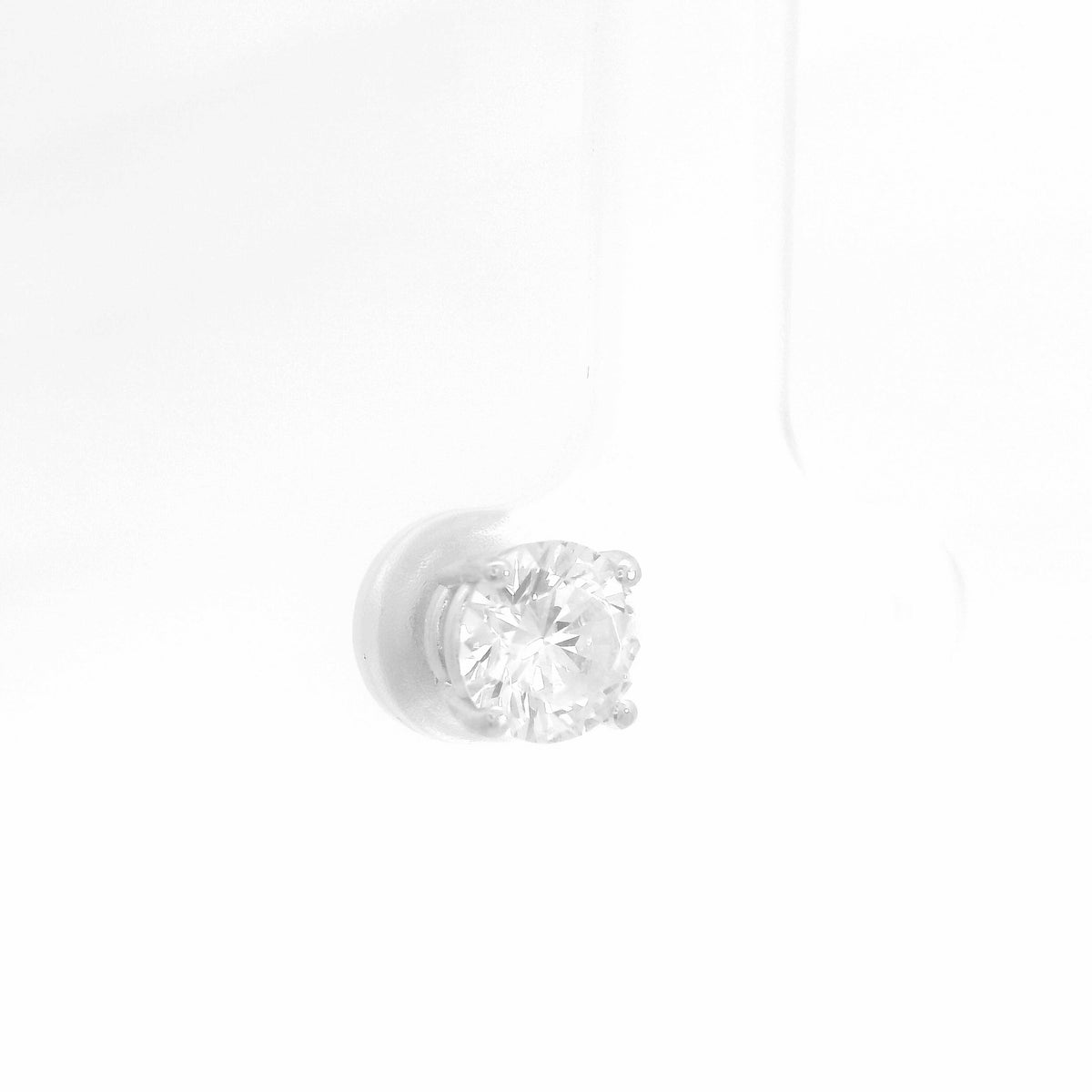 14K White Gold 1.00ct Round Brilliant Cut Single Stud Earring