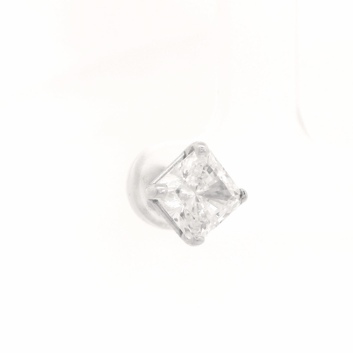 10K White Gold 1.25ct Square Brilliant Cut Single Stud Earring