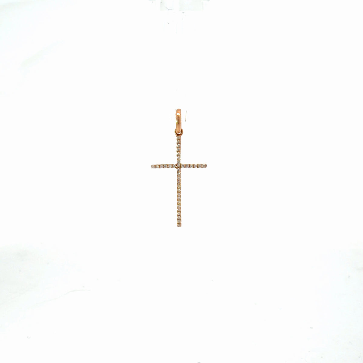 18K Yellow Gold Diamond Pave Cross Pendant 0.07 CTW Dainty Sparkling Charm