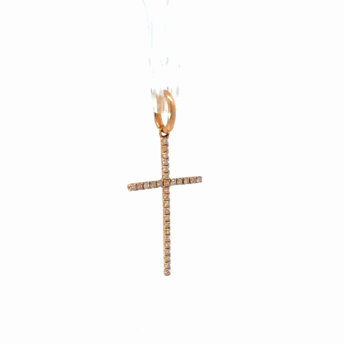 18K Yellow Gold Diamond Pave-Set Cross Pendant 0.06 CTW Faith Jewelry