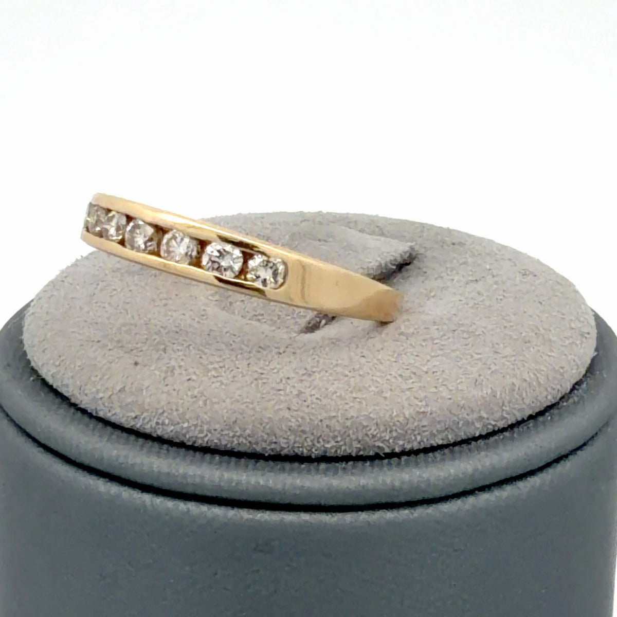 14K Yellow Gold Channel Set Round Diamond Stackable Band 0.35 CTW Size 5.5