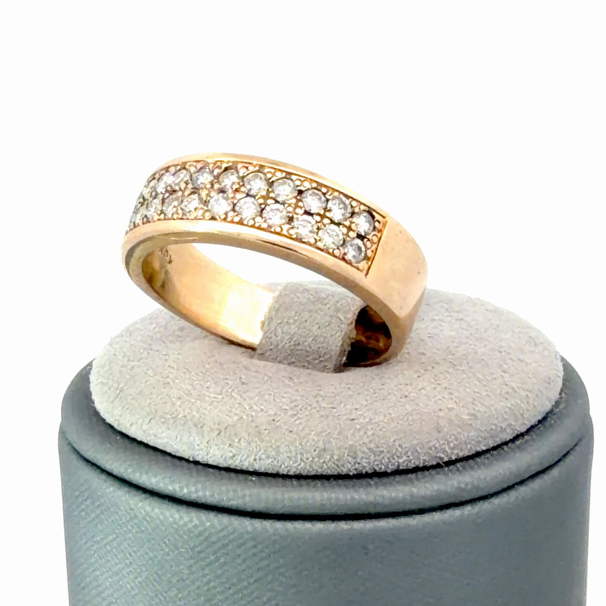 14K Yellow Gold Lab Grown Diamond Band 0.66 CTW Pave Set Round Diamonds