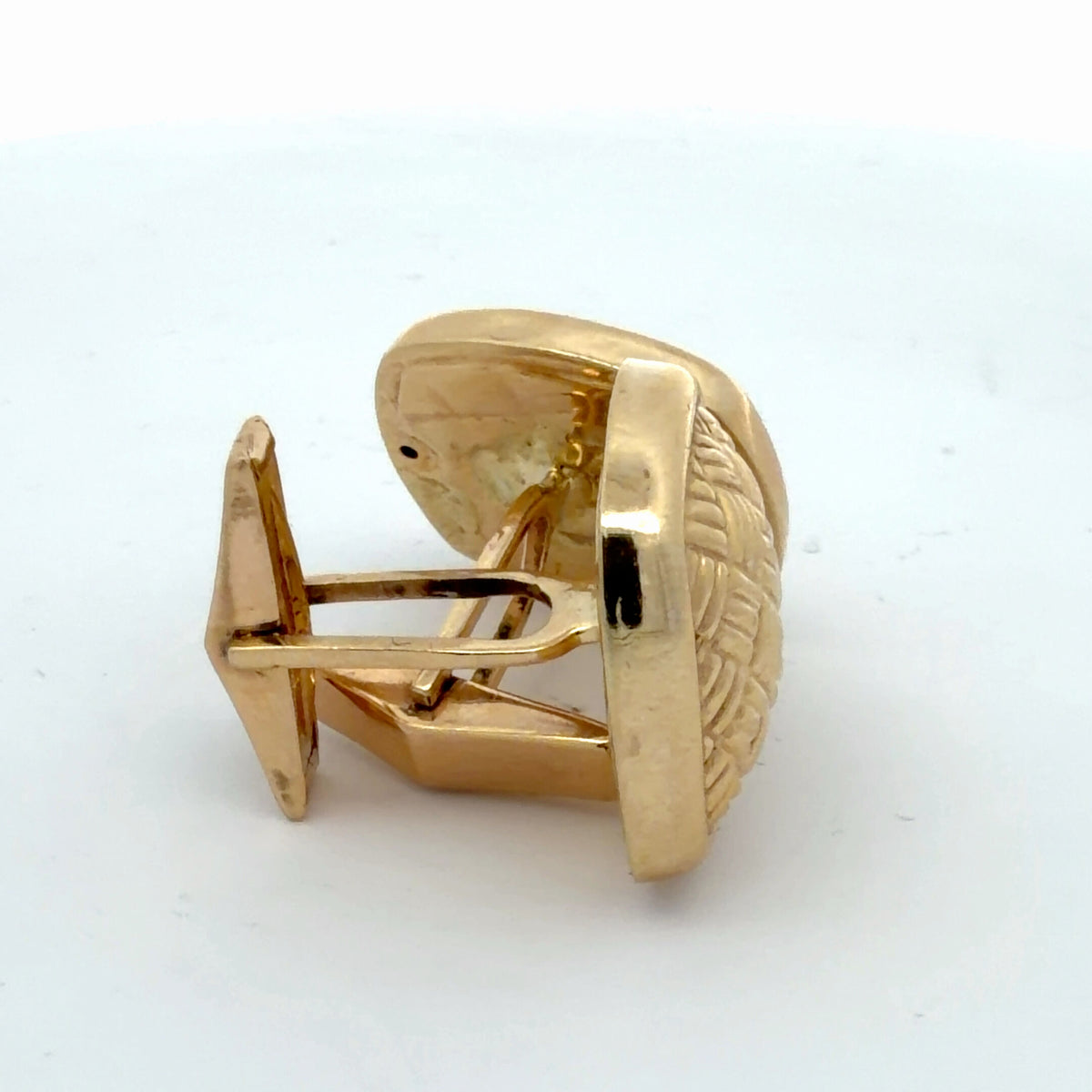 14K Yellow Gold Square Woven Design Cufflinks, Classic Formal Accessory