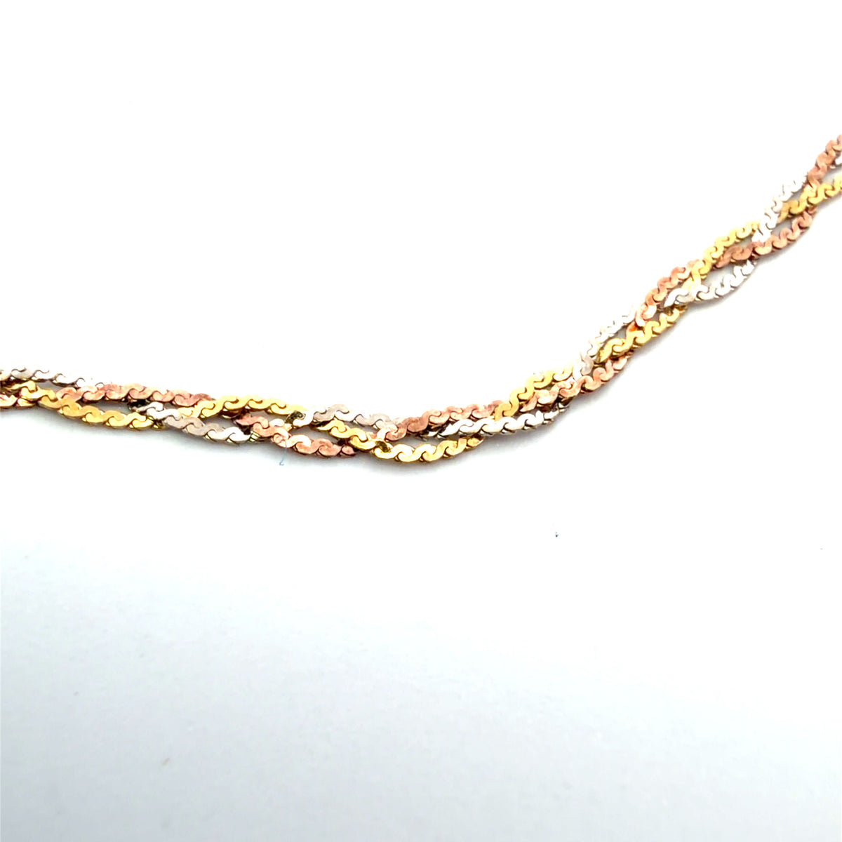 14K Tri-Color Gold Tri-Tone Braided Bracelet, Classic Woven Chain Style