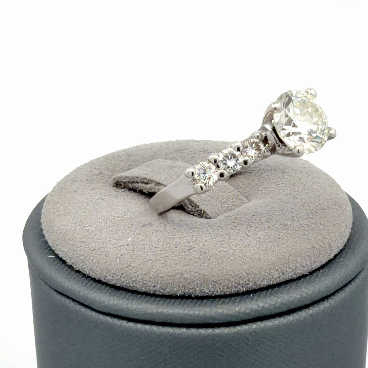 14K White Gold Diamond Engagement Ring, 1.14 CTW Center Diamond, Size 5