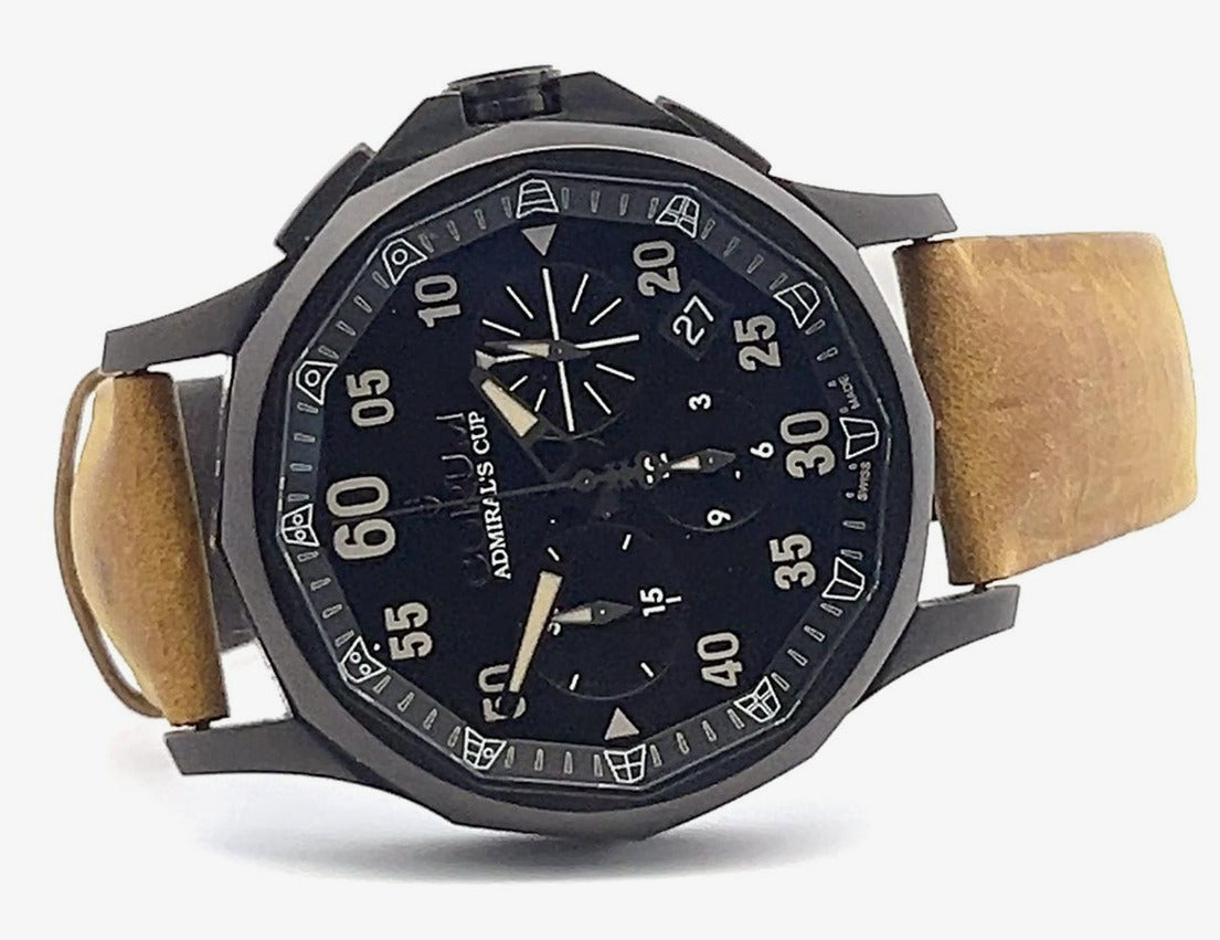 Mens Corum Admirals Cup Legend Military Chronograph PVD Stainless Steel