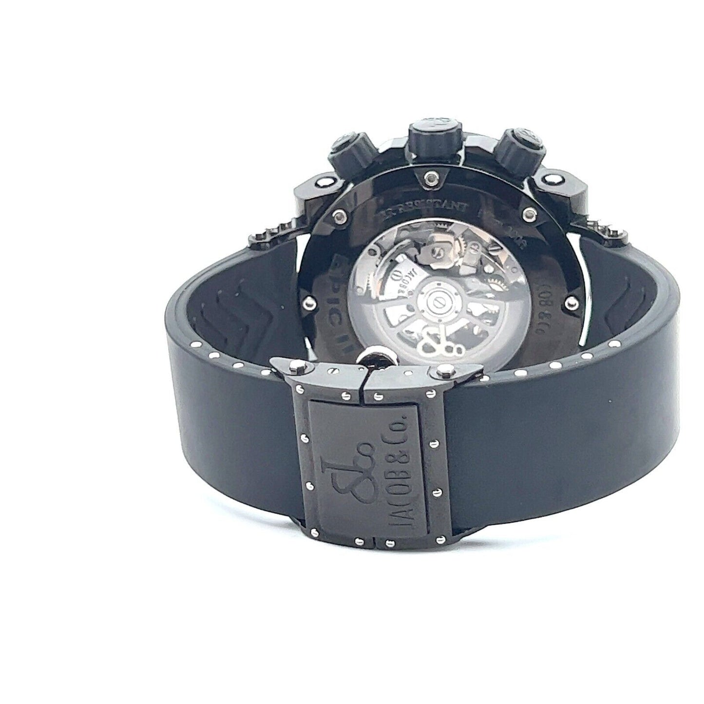 New Mens Jacob & Co. Rare Epic II Chronograph PVD Steel Black Spinel Baguettes