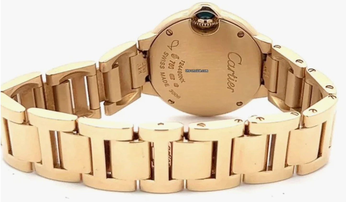 Womens Cartier Ballon Bleu 28mm 18K Gold W69001Z2