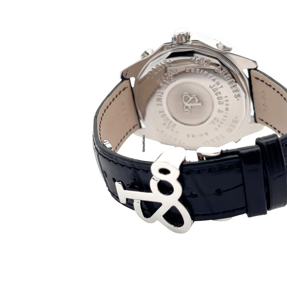 Jacob & Co. Five Time Zone Quartz Men's Watch Steel Case With Leather Strap Authentic Luxury Timepiece