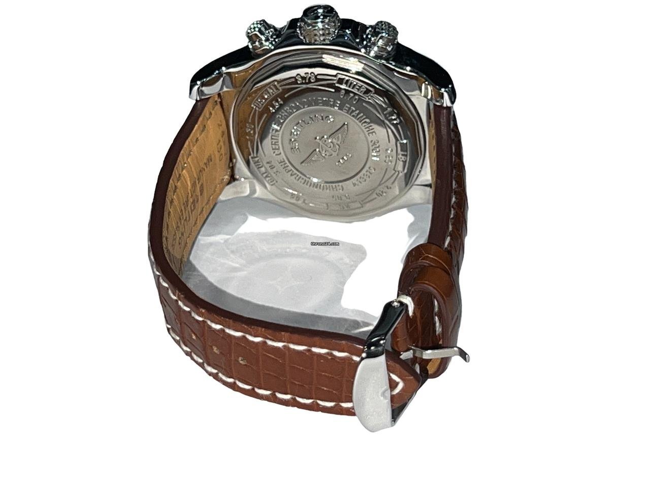 Breitling Super Avenger Automatic Men's Watch Steel Case With Leather Strap Authentic Luxury Timepiece