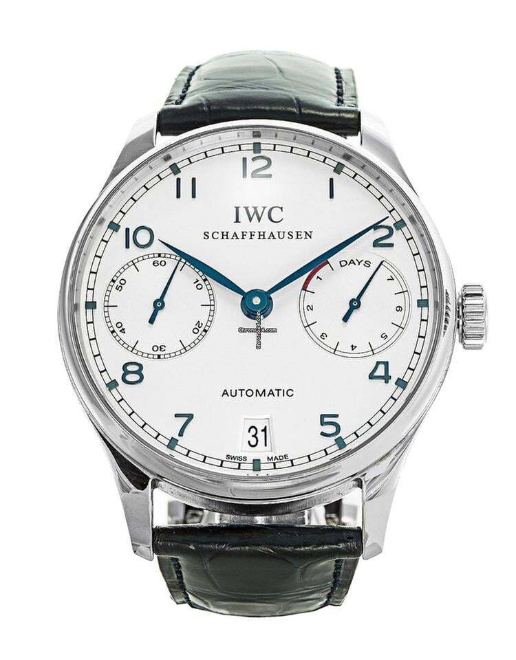 IWC Portuguese Automatic Automatic Men's Watch Steel Case With Leather Strap Authentic Luxury Timepiece