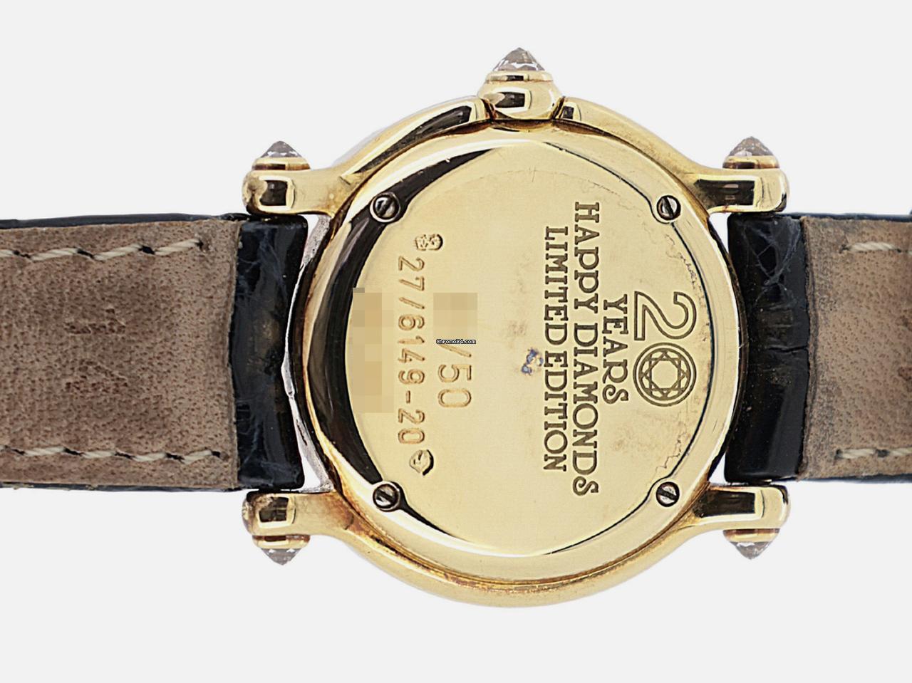 Chopard Happy Sport Quartz Women's Watch Yellow Gold Case With Leather Strap Authentic Luxury Timepiece