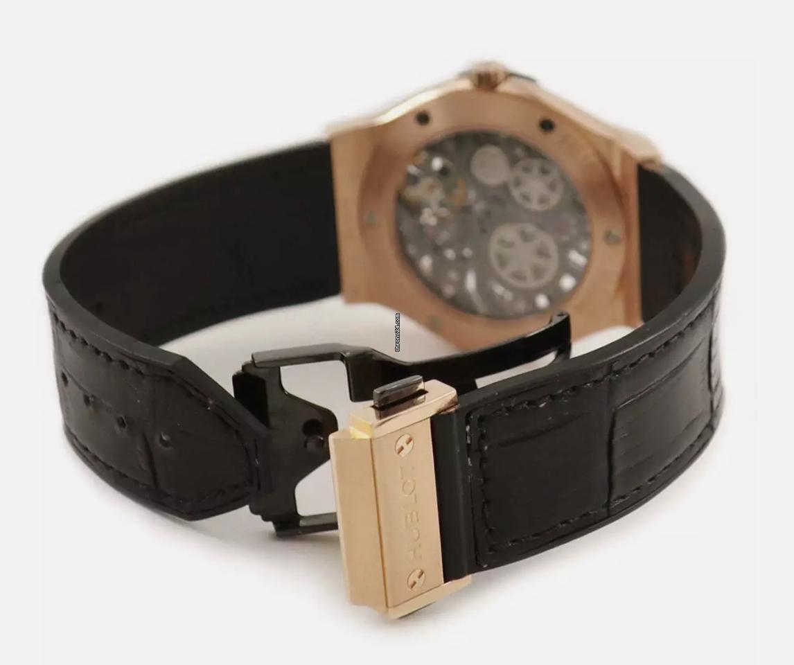 Hublot Classic Fusion Ultra-Thin Manual winding Men's Watch Rose Gold Case With Leather Strap Authentic Luxury Timepiece