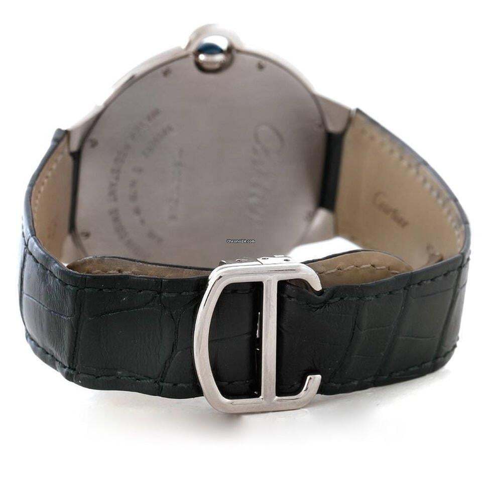 Cartier Ballon Bleu 44mm Automatic Men's Watch White Gold Case With Leather Strap Authentic Luxury Timepiece