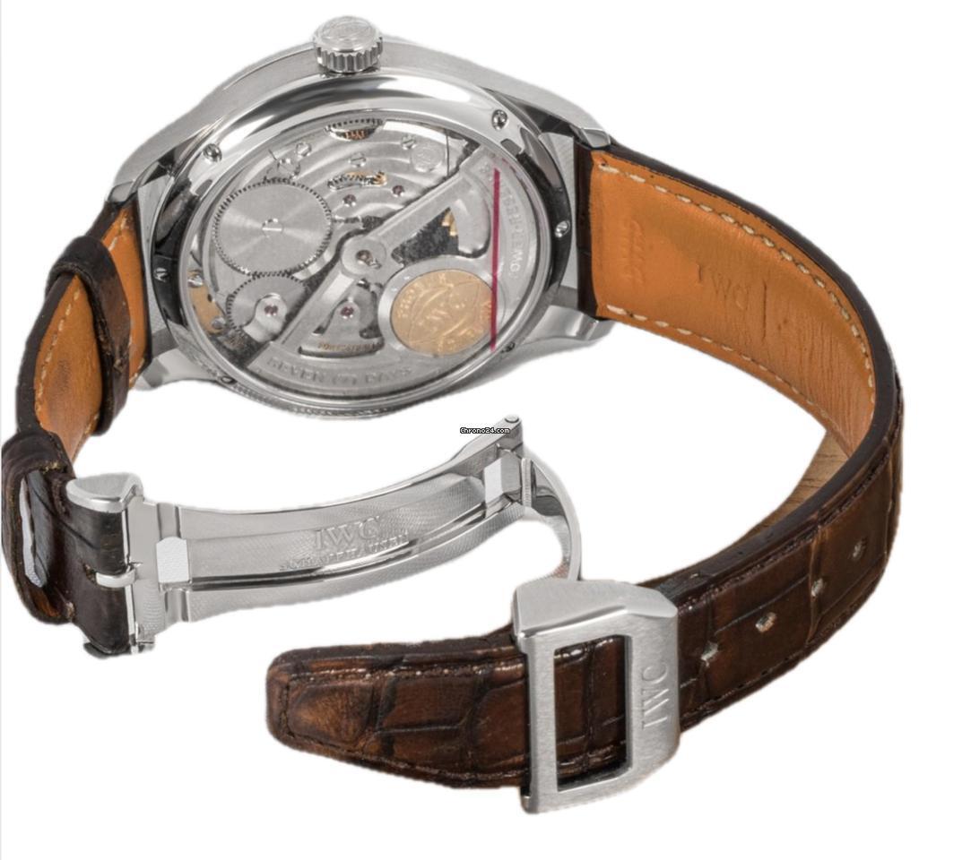 IWC Portuguese Tourbillon Automatic Men's Watch White Gold Case With Leather Strap Authentic Luxury Timepiece