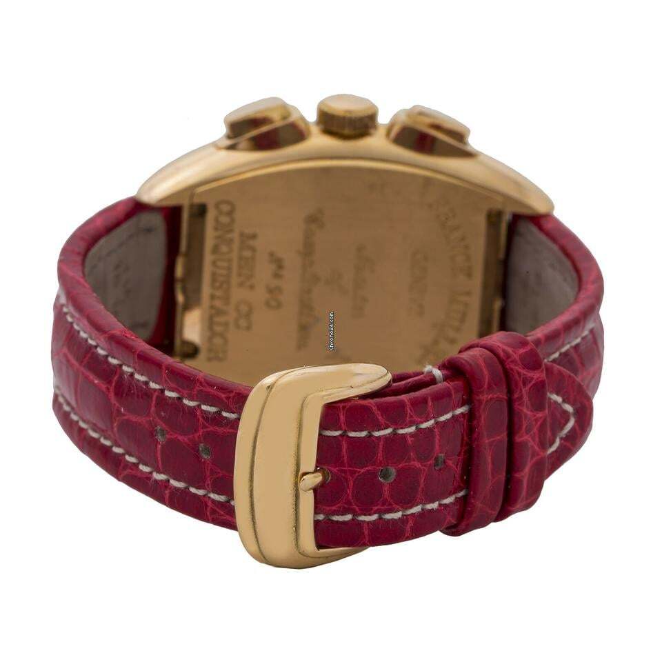 Franck Muller Conquistador Automatic Men's Watch Rose Gold Case With Leather Strap Authentic Luxury Timepiece