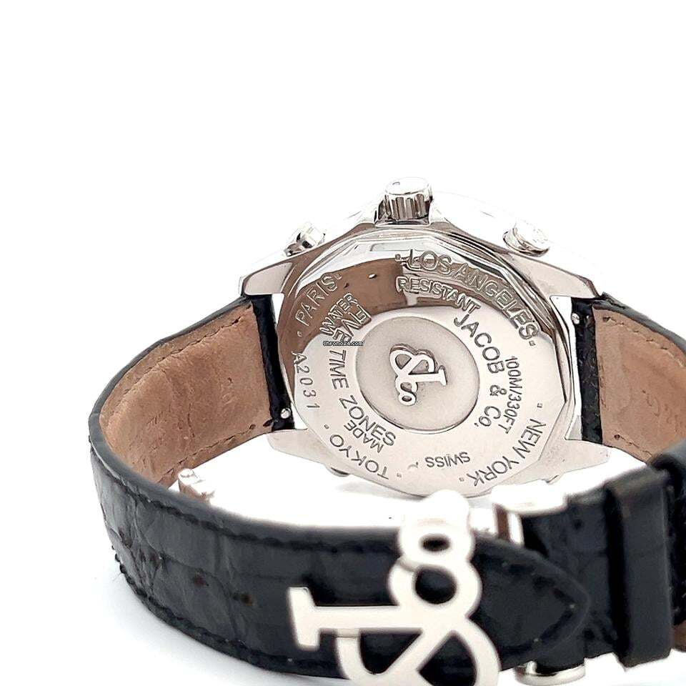 Jacob & Co. Quartz Men's Watch Steel Case With Leather Strap Authentic Luxury Timepiece