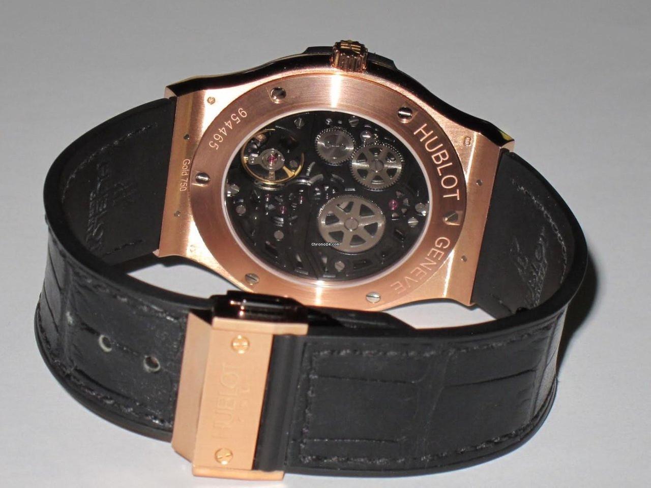 Hublot Classic Fusion Ultra-Thin Manual winding Men's Watch Rose Gold Case With Leather Strap Authentic Luxury Timepiece