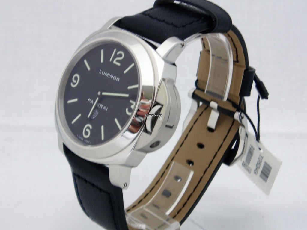 Panerai Luminor Base Logo Manual winding Men's Watch Steel Case With Leather Strap Authentic Luxury Timepiece