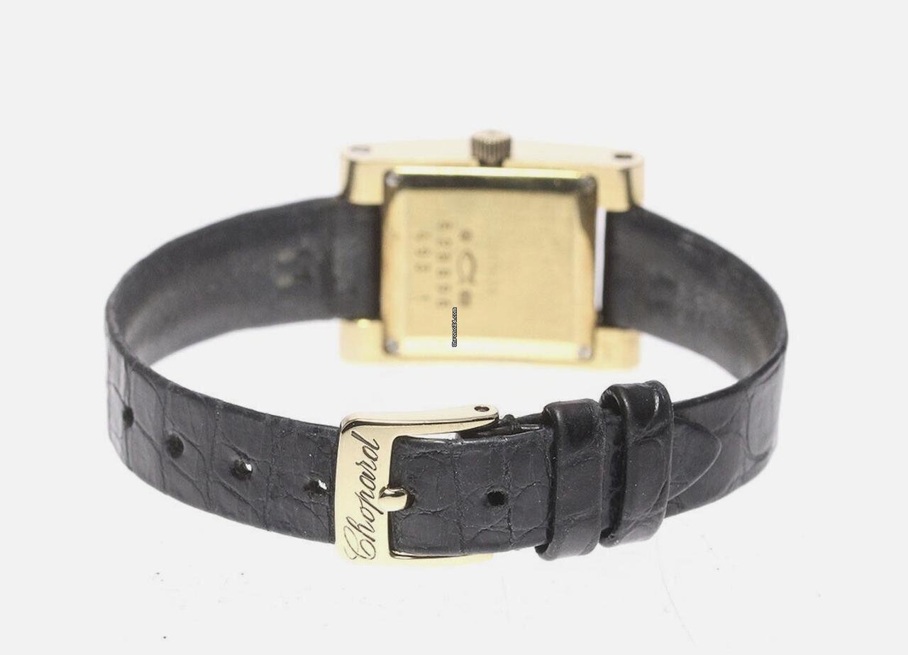 Chopard Quartz Women's Watch Yellow Gold Case With Leather Strap Authentic Luxury Timepiece