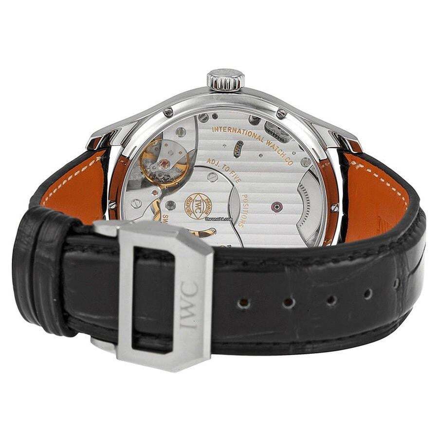 IWC Portuguese Hand-Wound Manual winding Men's Watch Steel Case With Leather Strap Authentic Luxury Timepiece