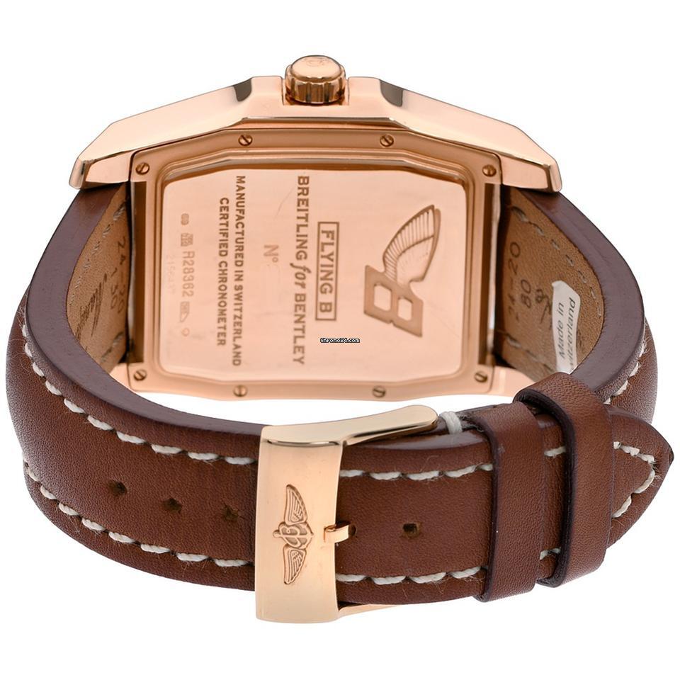 Breitling Bentley Flying B Automatic Men's Watch Rose Gold Case With Leather Strap Authentic Luxury Timepiece
