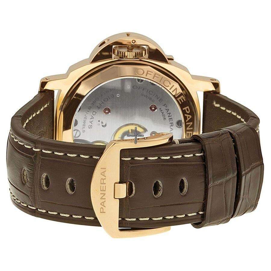 Panerai Luminor Marina 8 Days Manual winding Men's Watch Rose Gold Case With Leather Strap Authentic Luxury Timepiece