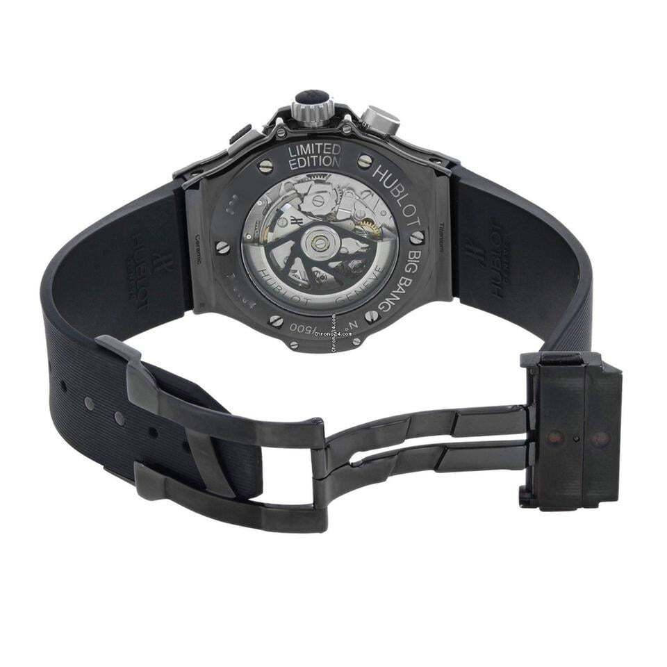 Hublot Big Bang 44 mm Automatic Men's Watch Ceramic Case With Rubber Strap Authentic Luxury Timepiece